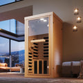 Nordivale 1-2 Person Far Infrared Sauna Room Canadian Hemlock Indoor Dry Spa Low EMF Full Glass Door Bluetooth Speaker Control Panel 32x32x66