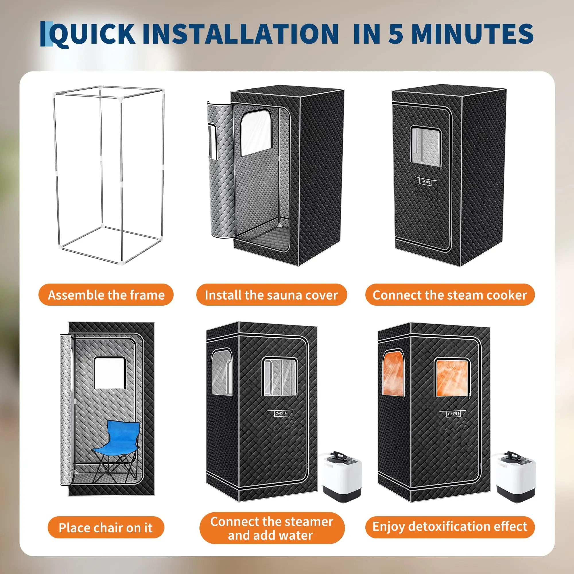 Sauna Box,Portable Sauna for Home with 4L 1500W Steamer,Portable Steam Sauna Tent with Explosion Zroof Zip,99 Mins Timer,Foldable for Home
