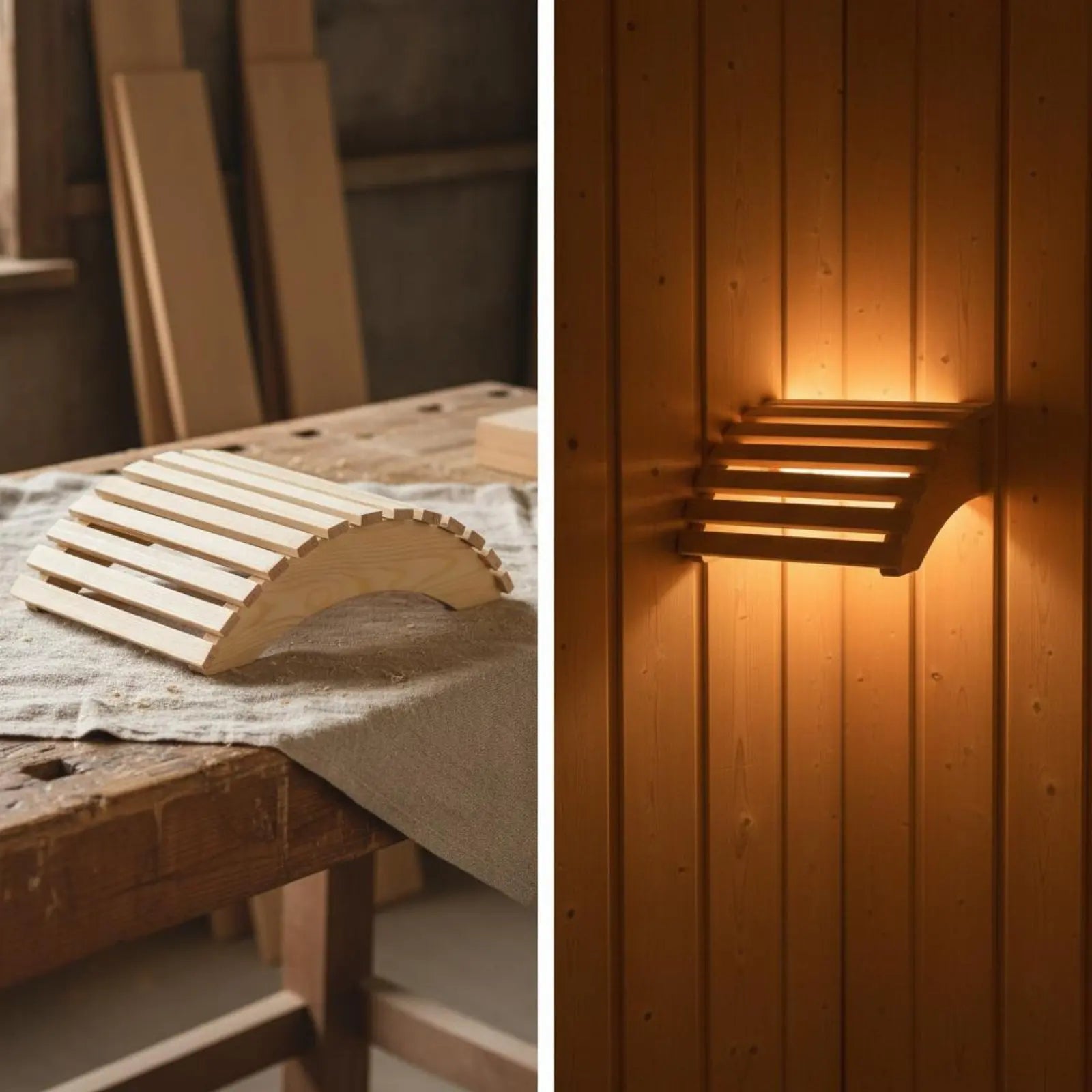 Wooden Sauna Lamp Shade Glare-Reducing Wooden Sauna Lampshade Curved Wood Lamp Guard Prevents Overheating