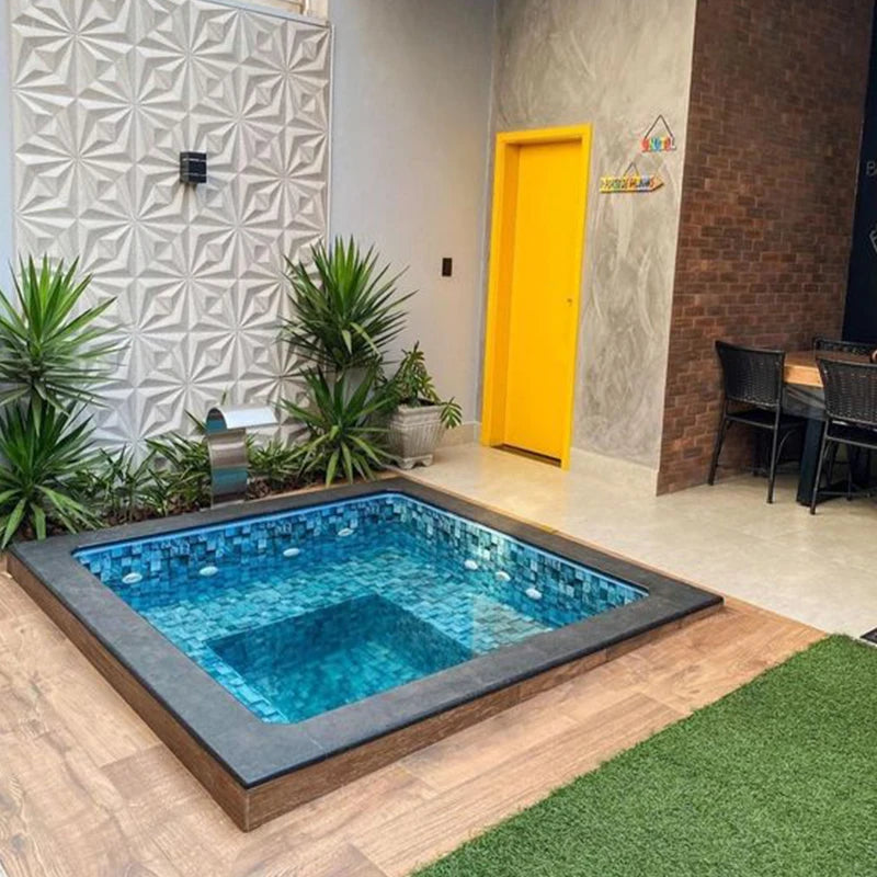Custom Rectangular Small Mini Fiberglass Spa Plunge Pool Outdoor Mosaic Tiles Above Ground Swimming Pool