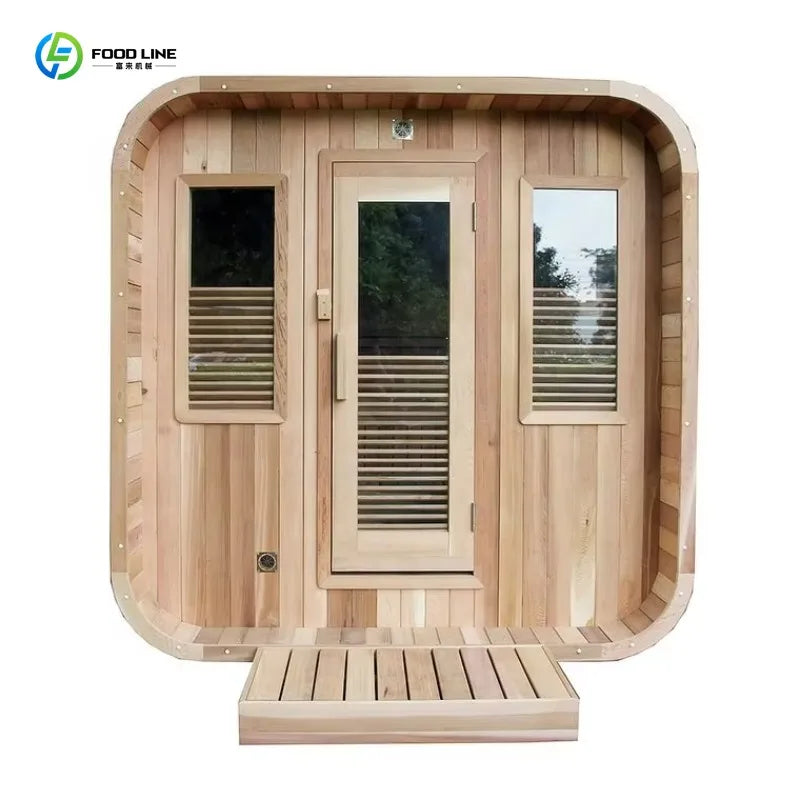 Customized Thai Outdoor Spa Sauna Dome 3 Person Wood Steam Infrared Sauna Room With Transom Windows