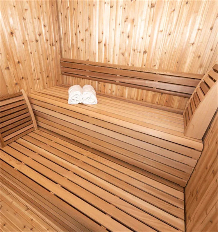 1-8 Persons Outdoor Electric Steam Sauna Room Hemlock Spire Design Fitness Slimming with Wood Stove Home Spa Detox Relax