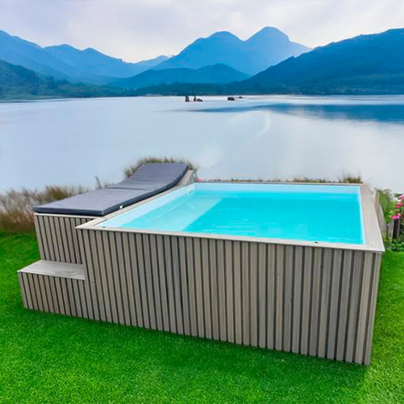 Garden Small Mini Size Home Water Jet Wooden Wpc Piscina Plunge Spa Pool Above Ground Fiberglass Swimming Pool Outdoor