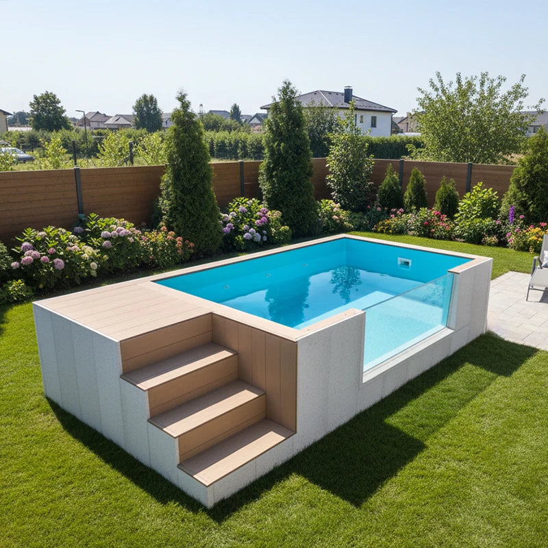 Wholesale Swim Spa Pool Outdoor Mosaic Tiles Small Size Piscina Frp Fiberglass Above Ground Cold Plunge Container Swimming Pool