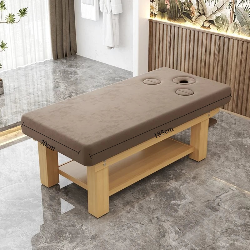 Solid Wood Massage Table Professional Beauty Bed Adjustable Spa Treatment Couch for Salon Physiotherapy Lash Facial Therapy Bed