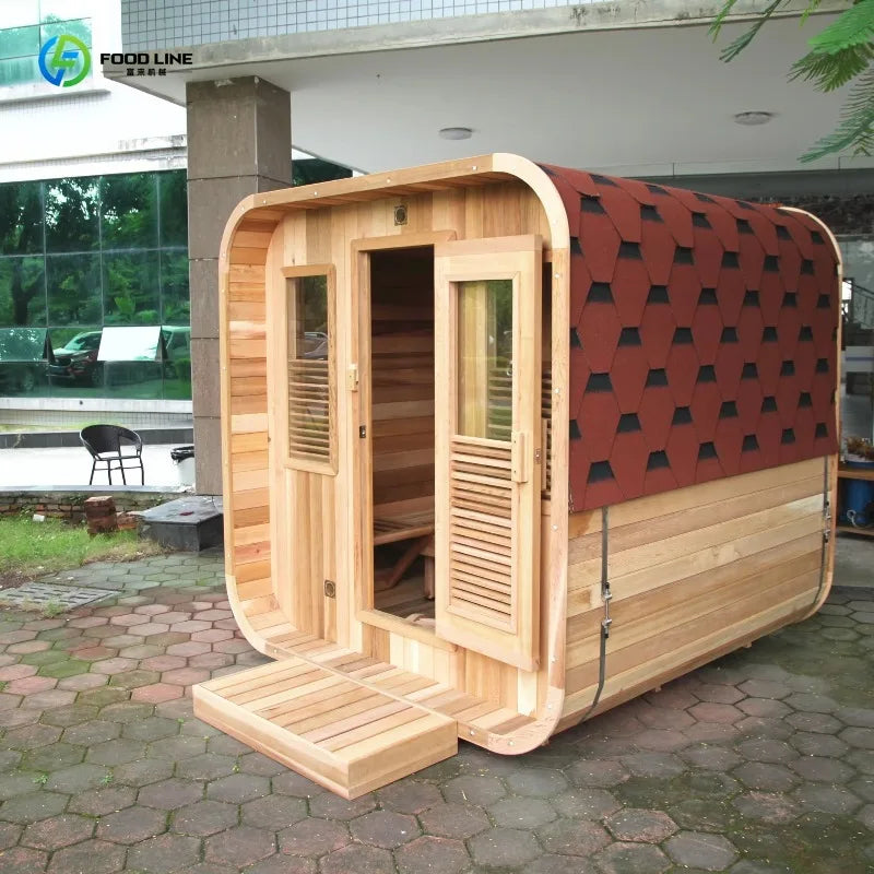 Customized Thai Outdoor Spa Sauna Dome 3 Person Wood Steam Infrared Sauna Room With Transom Windows