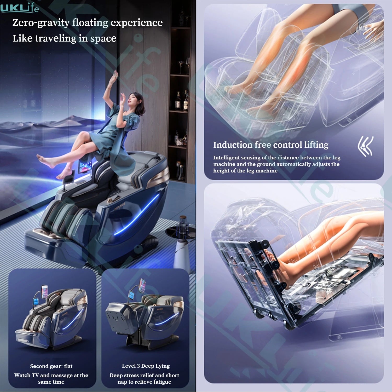 6D Massage Chair Zero Gravity SL Track Body Recliner with Heat AI Voice Control Thai Stretch for Home Office Use