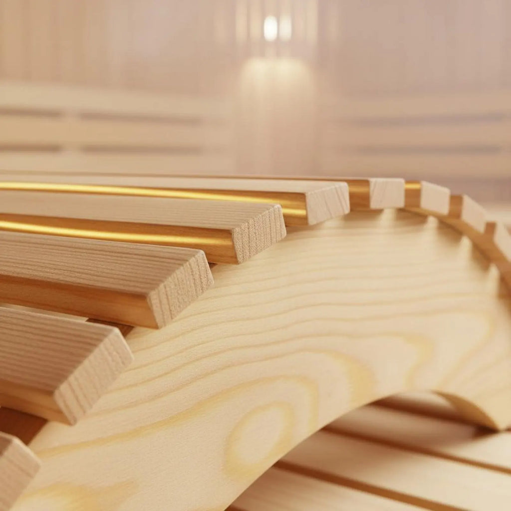 Wooden Sauna Lamp Shade Glare-Reducing Wooden Sauna Lampshade Curved Wood Lamp Guard Prevents Overheating