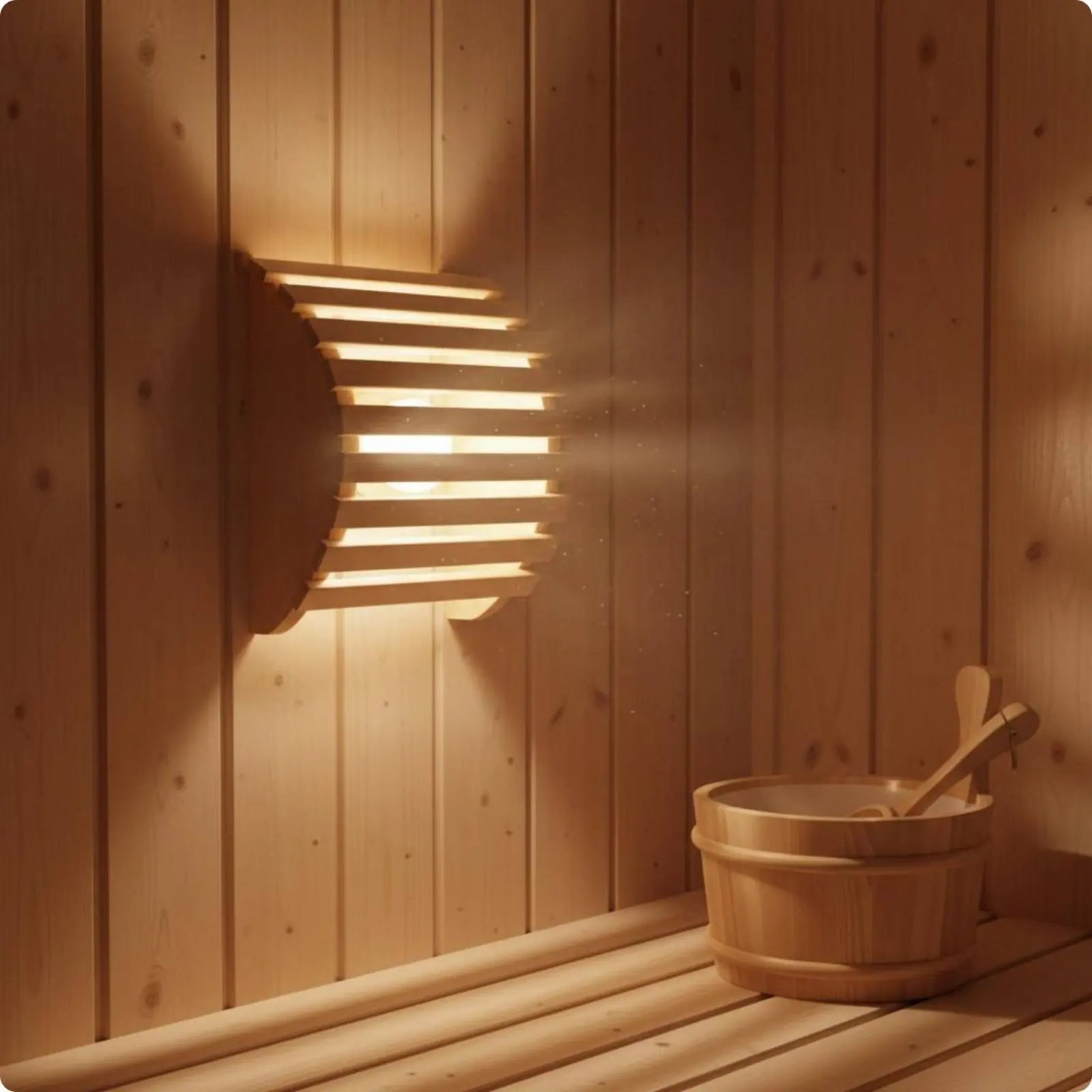 Wooden Sauna Lamp Shade Glare-Reducing Wooden Sauna Lampshade Curved Wood Lamp Guard Prevents Overheating