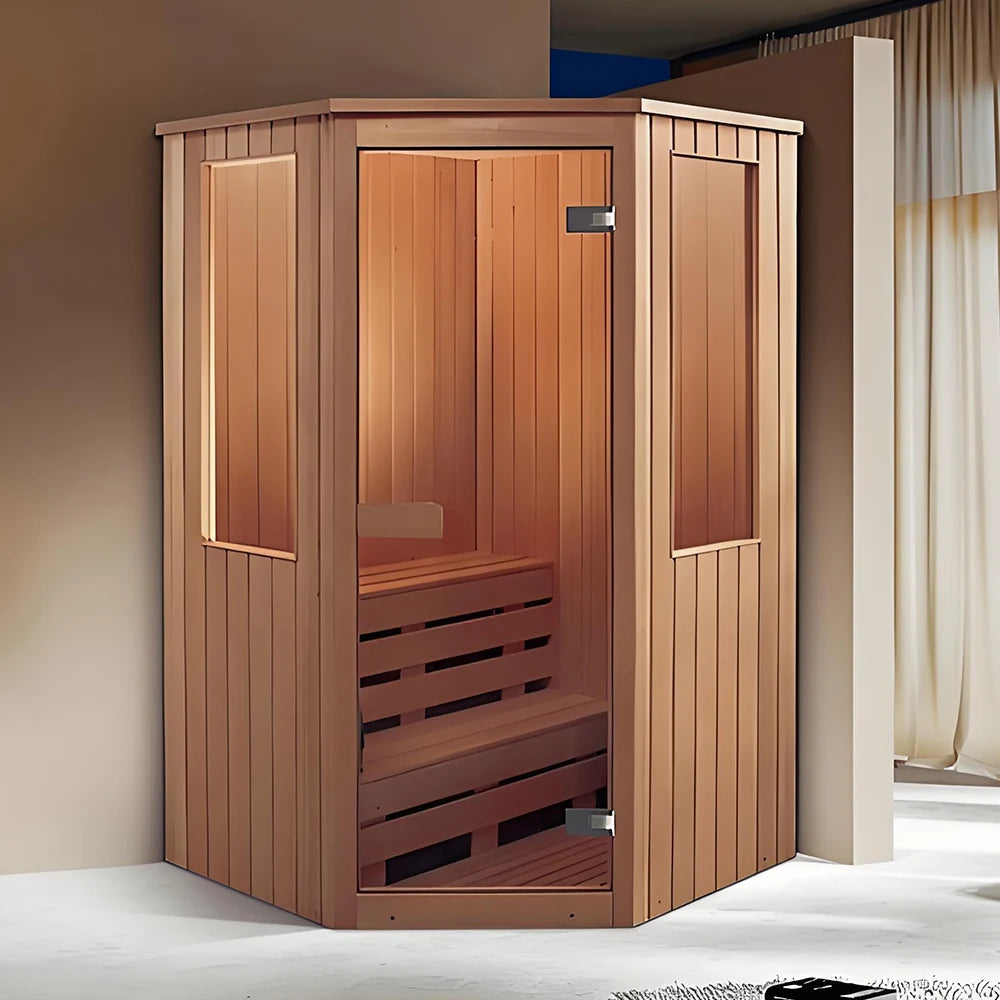 Outdoor Sauna Room 2 Person Indoor Far Infrared Dry Steam Sauna Modern Solid Wood Structure Traditional Red Cedar Customized