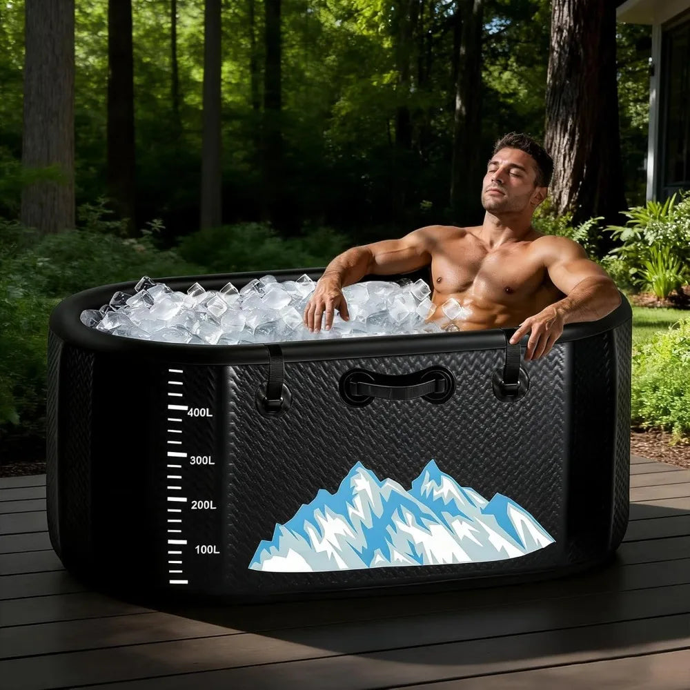 Large 248 Gallon Inflatable Ice Bath Tub, Built-in Water Level Mark Cold Plunge for Athletes, Custom
