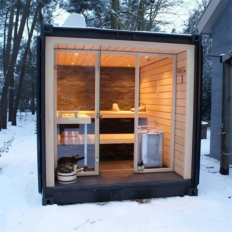 High-end family steam room/outdoor sauna for 1-8 people (made of hemlock)