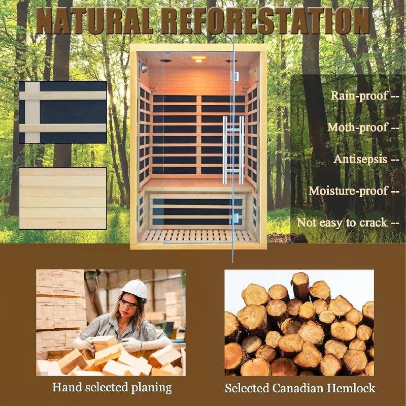 Sauna Room Infrared Home Spa Cabin Full Body Steam Therapy Relaxation Detox Electric Heating Wellness Equipment