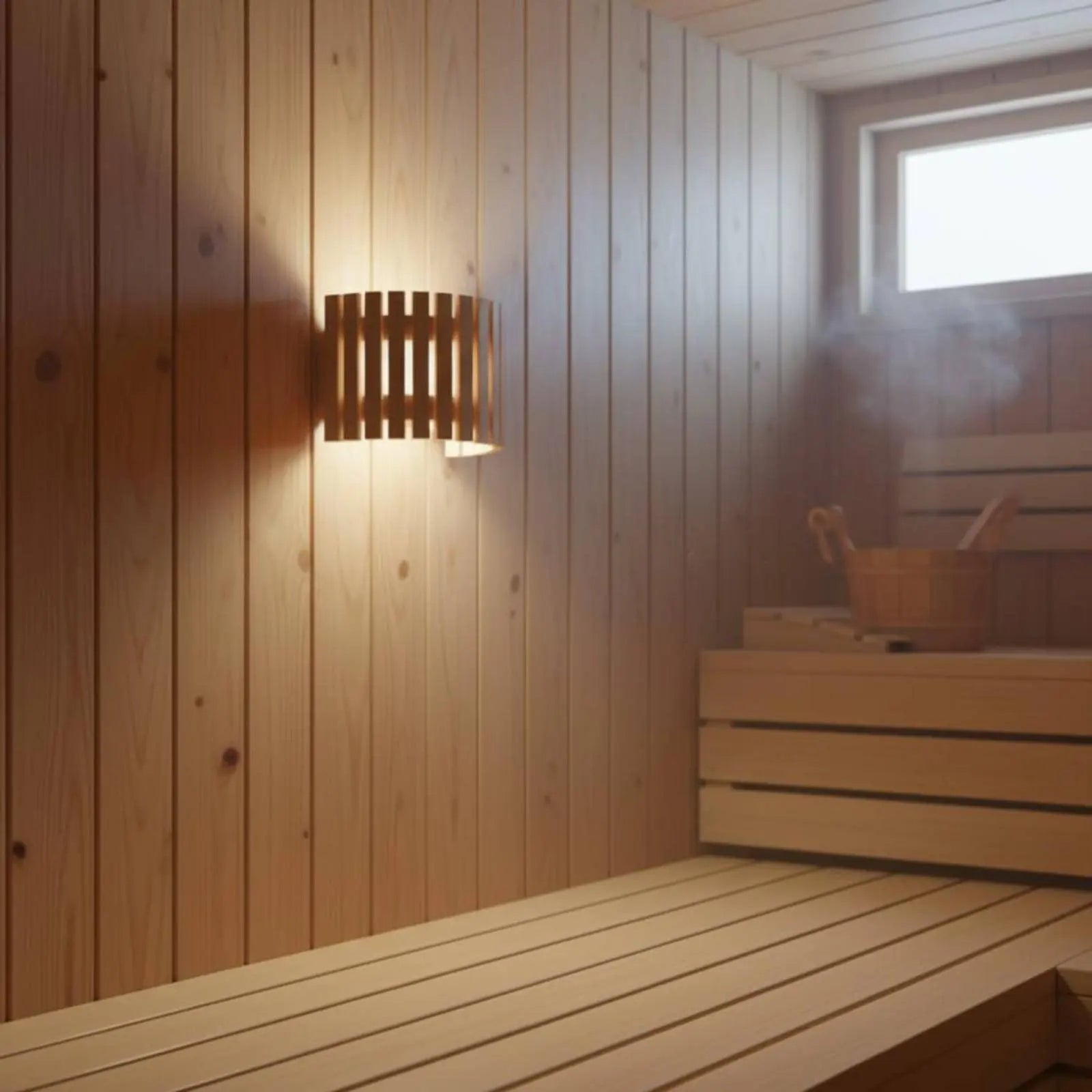 Wooden Sauna Lamp Shade Glare-Reducing Wooden Sauna Lampshade Curved Wood Lamp Guard Prevents Overheating