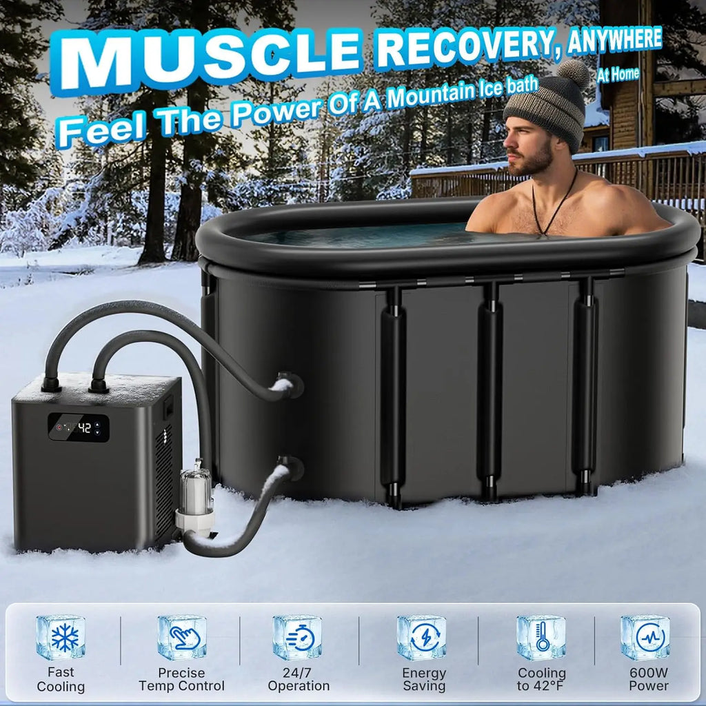 1/3 HP Ice Bath Chiller & Cold Plunge Tub Kit, External Filter & Pump, 148Gal XXL, Custom