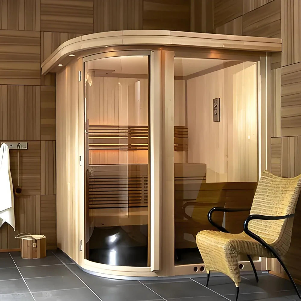 Outdoor Sauna Room 2 Person Indoor Far Infrared Dry Steam Sauna Modern Solid Wood Structure Traditional Red Cedar Customized