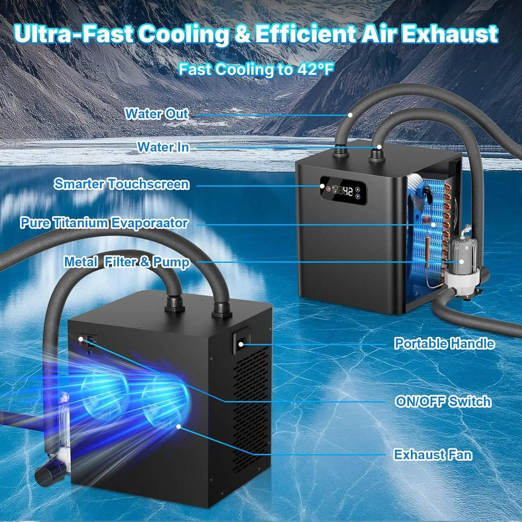 1/3 HP Ice Bath Chiller & Cold Plunge Tub Kit, External Filter & Pump, 148Gal XXL, Custom