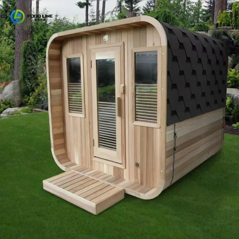 Customized Thai Outdoor Spa Sauna Dome 3 Person Wood Steam Infrared Sauna Room With Transom Windows