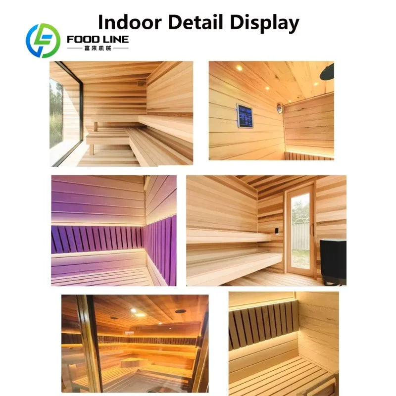 Modern Outdoor Backyard Sauna Room 2-4 Person Steam Sauna Cabin with Glass Window for Home Spa Customized