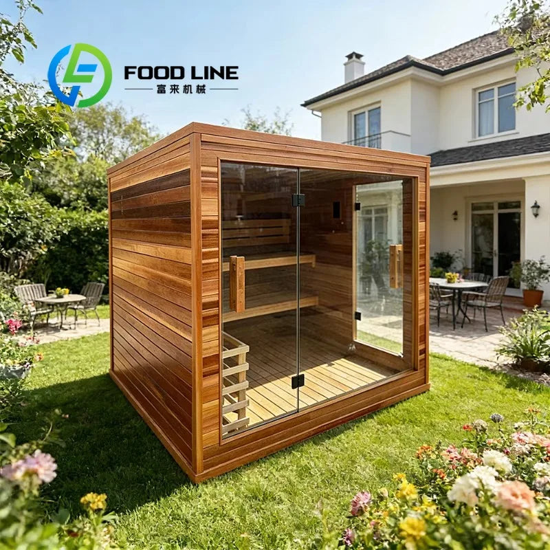 Sleek Contemporary Modern Outdoor Sauna Elegant Appearance High End Steam Room Unit for Residential Villa Garden
