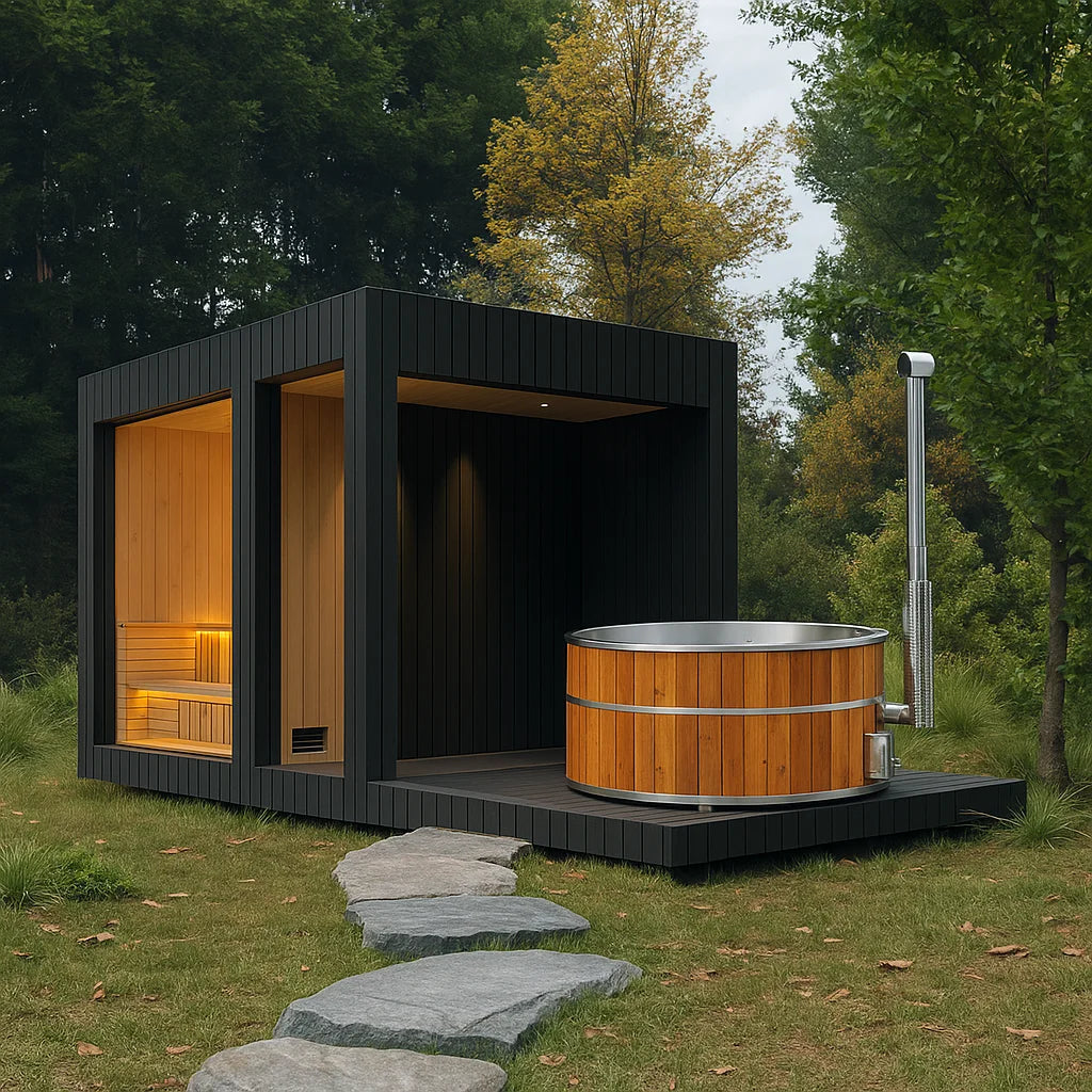 Outdoor Sauna and Hybrid Hot Tub Combo Sauna Outdoor Wellness Pod Sauna Rooms OEM Manufacturer Custom Wholesale Customized
