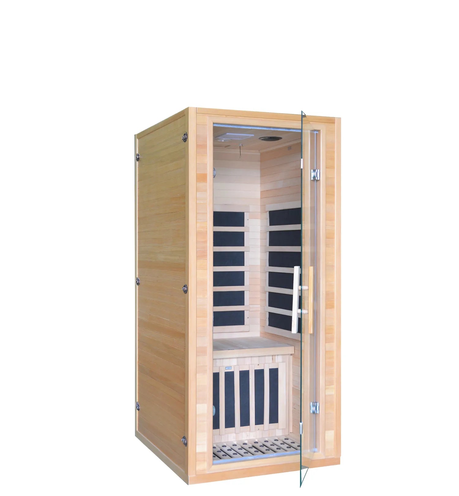 Dynamic Home Infrared Sauna Room 1 to 2 Person Wooden Canadian Hemlock 1260W Graphene Carbon Plate Heater Indoor Saunas