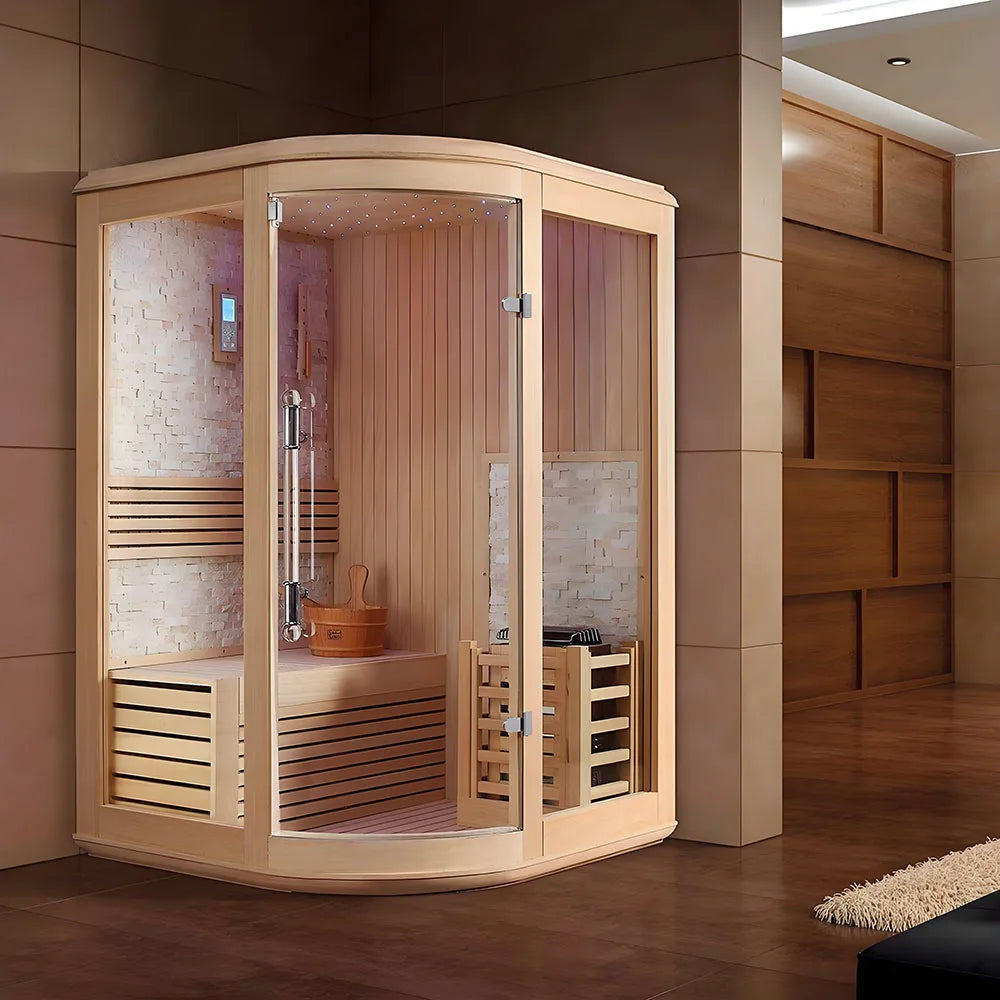 Outdoor Sauna Room 2 Person Indoor Far Infrared Dry Steam Sauna Modern Solid Wood Structure Traditional Red Cedar Customized