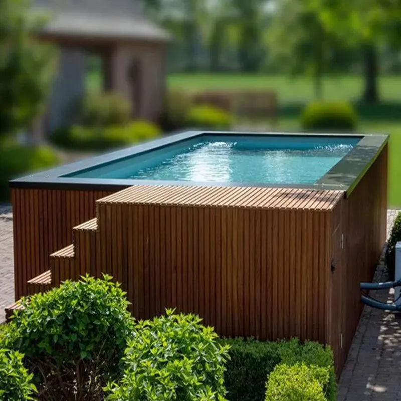Garden Small Mini Size Home Water Jet Wooden Wpc Piscina Plunge Spa Pool Above Ground Fiberglass Swimming Pool Outdoor