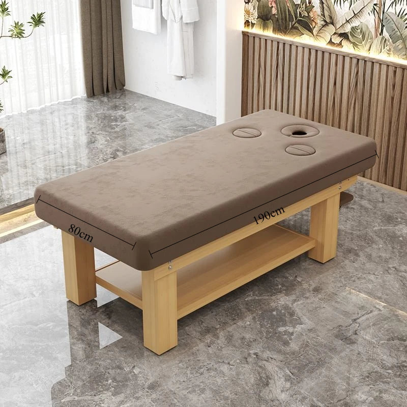 Solid Wood Massage Table Professional Beauty Bed Adjustable Spa Treatment Couch for Salon Physiotherapy Lash Facial Therapy Bed