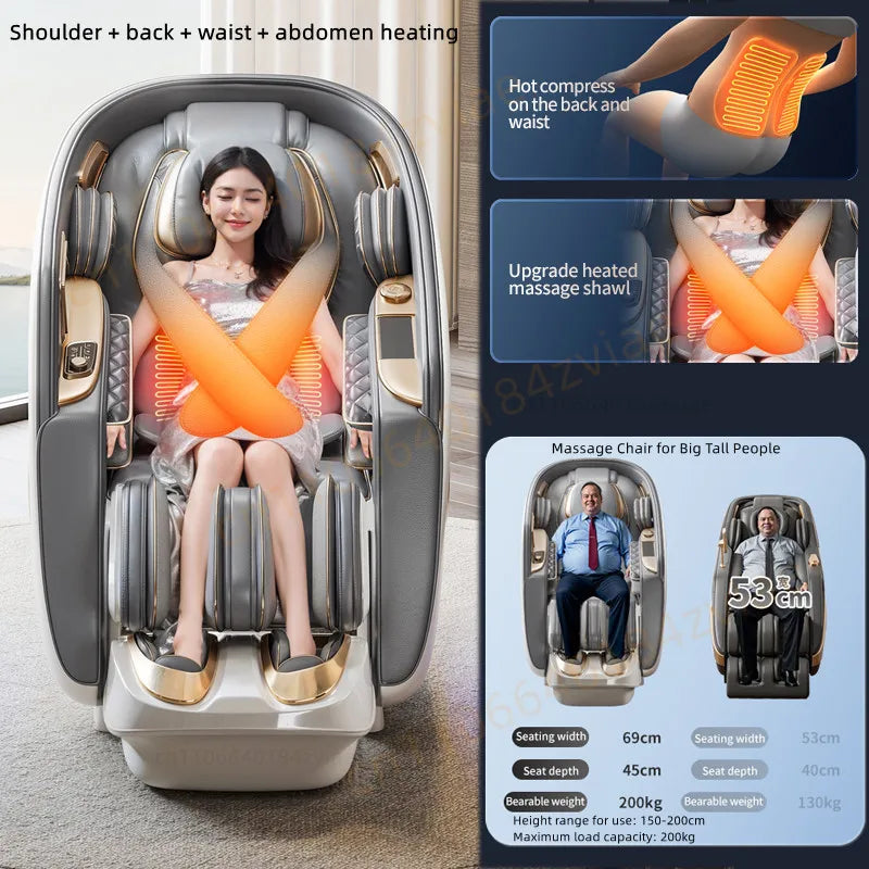 Electric Home Massage Chair 6D+6D for Big Tall People Full Body Zero Gravity SL Track Stretch Massage Chairs with Heat Body Scan