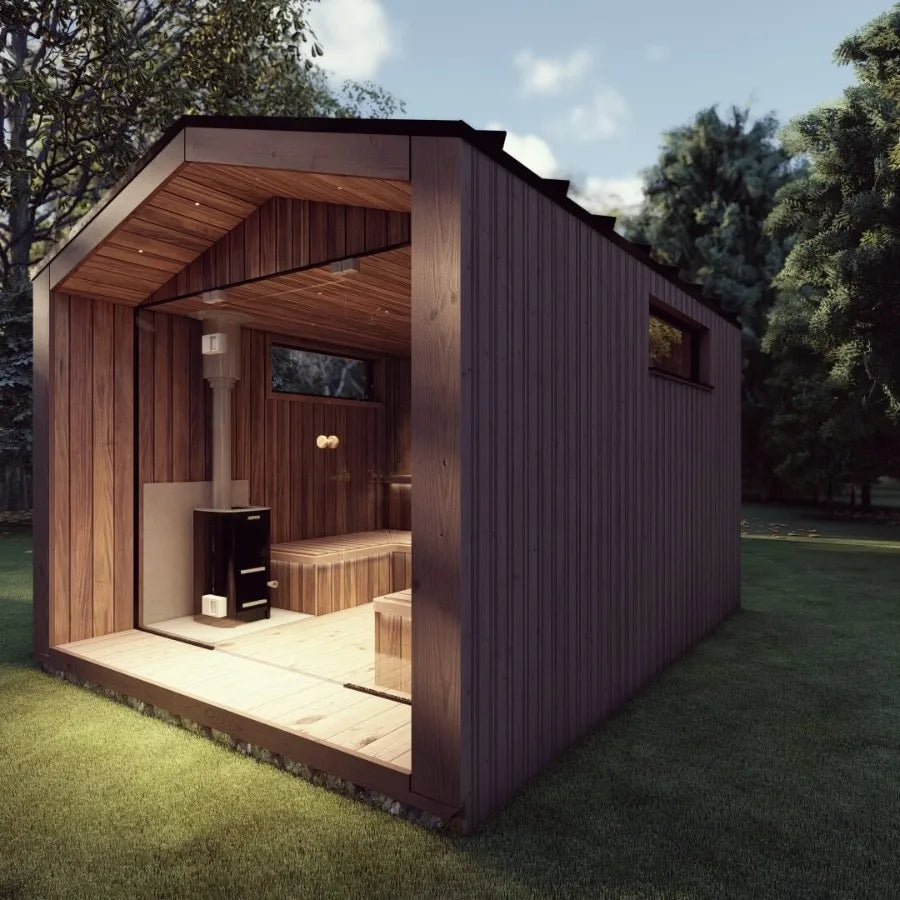 High-quality 4-person steam room and sauna outdoor solid wood