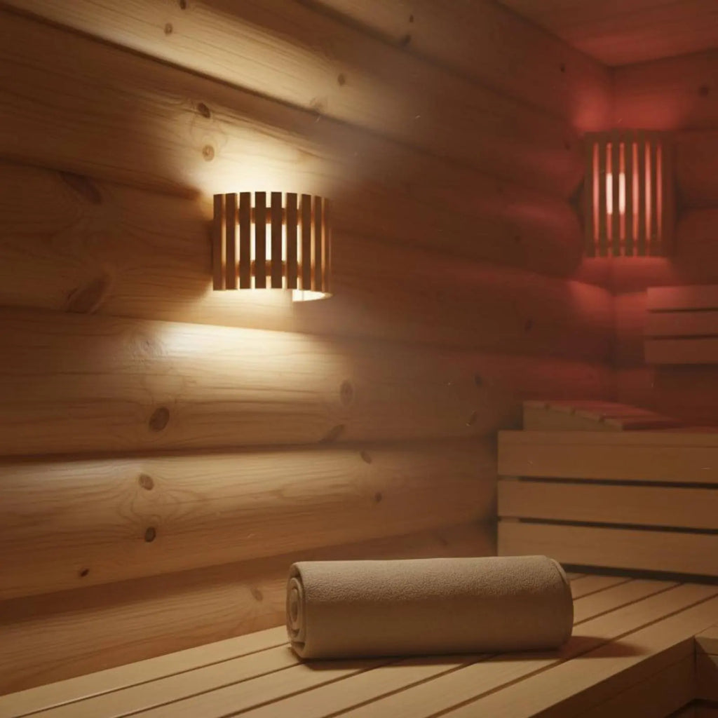 Wooden Sauna Lamp Shade Glare-Reducing Wooden Sauna Lampshade Curved Wood Lamp Guard Prevents Overheating