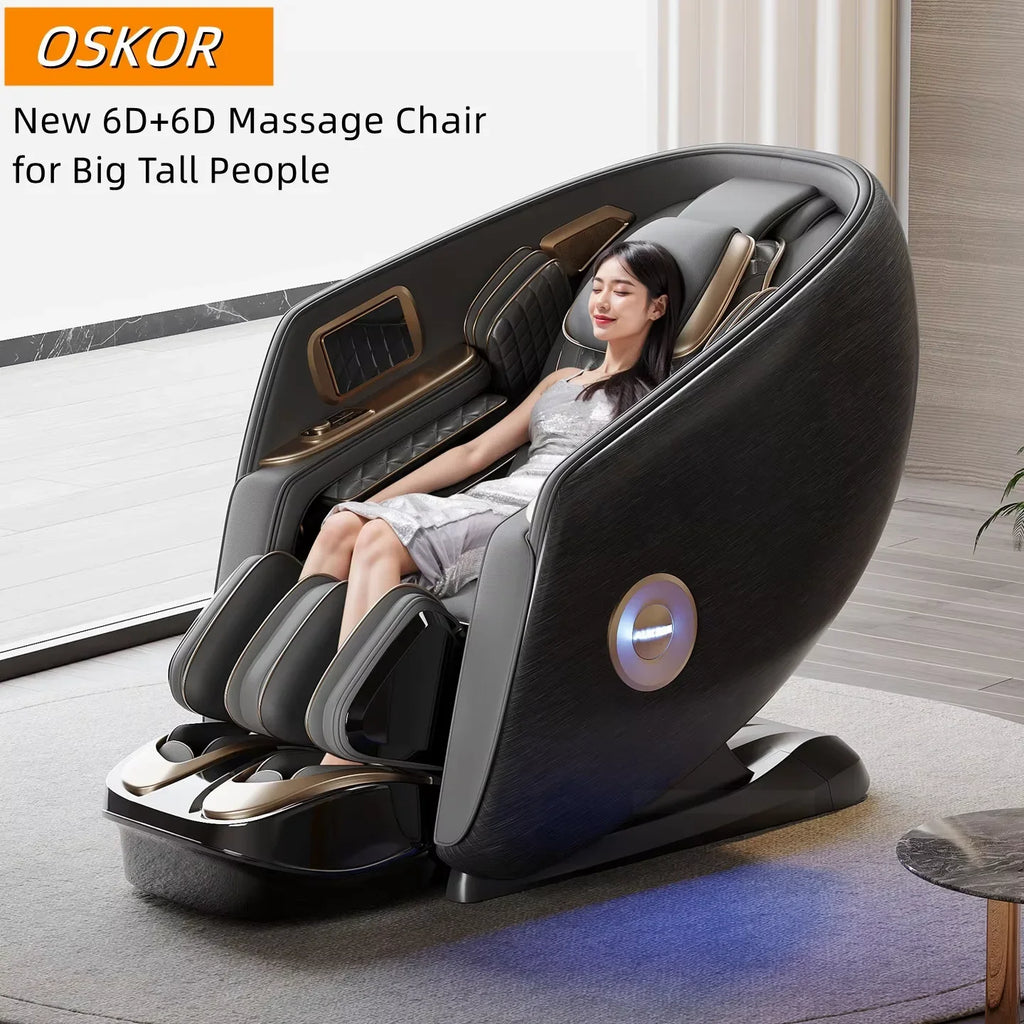 Electric Home Massage Chair 6D+6D for Big Tall People Full Body Zero Gravity SL Track Stretch Massage Chairs with Heat Body Scan