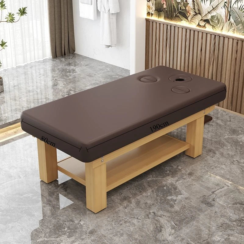 Solid Wood Massage Table Professional Beauty Bed Adjustable Spa Treatment Couch for Salon Physiotherapy Lash Facial Therapy Bed