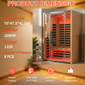  Outdoor Natural Spruce Graphene Far Infrared Sauna Room, Low EMF Home Sauna Cabin with Waterproof Asphalt Roof, Color Light Therapy for Backyard Spa Relax 
