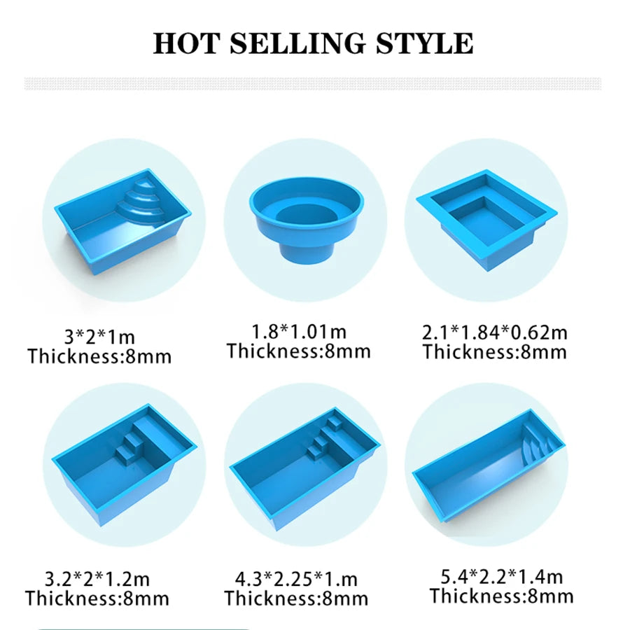 Hotel Small Size 10ft 16 ft Best Family Swim Spa Pool Water Curtain Piscine Fiberglass Plunge Swimming Pool for Home
