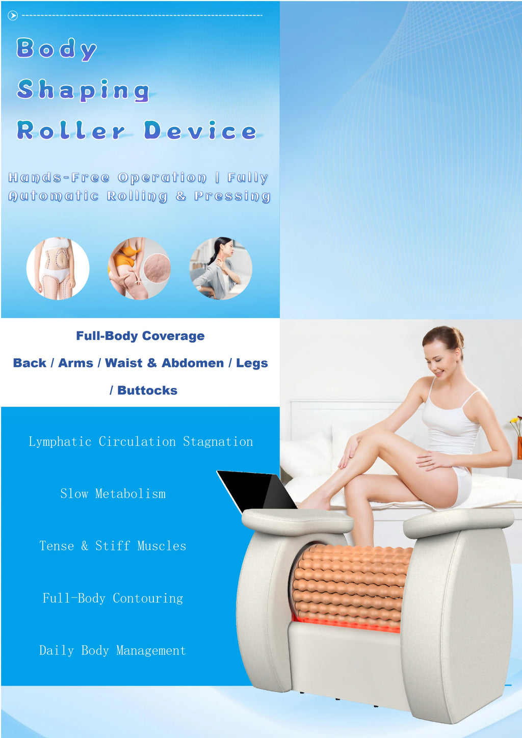 Full Body Rolling Massage Machine Silhouette Smoothing Skin Firming Salon Beauty Equipment