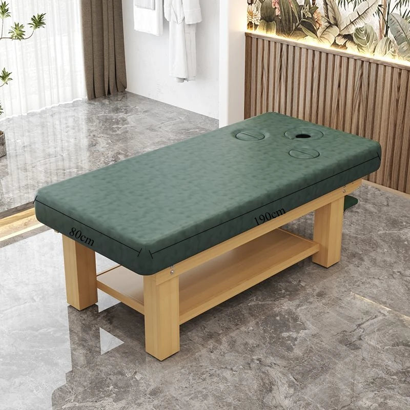 Solid Wood Massage Table Professional Beauty Bed Adjustable Spa Treatment Couch for Salon Physiotherapy Lash Facial Therapy Bed