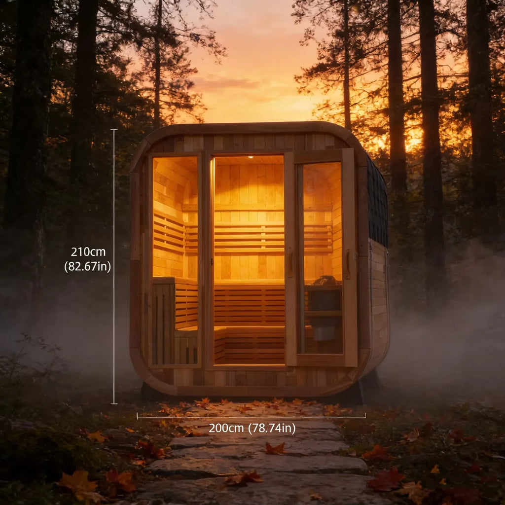 4-6 Persons Garden Sauna Room Outdoor Wooden Dome Sauna Spa Detox Relaxation Fitness Weight Loss Home Backyard Patio Use