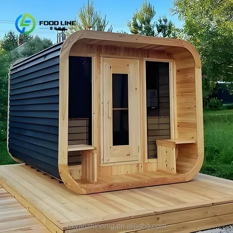 Modern Outdoor Backyard Sauna Room 2-4 Person Steam Sauna Cabin with Glass Window for Home Spa Customized