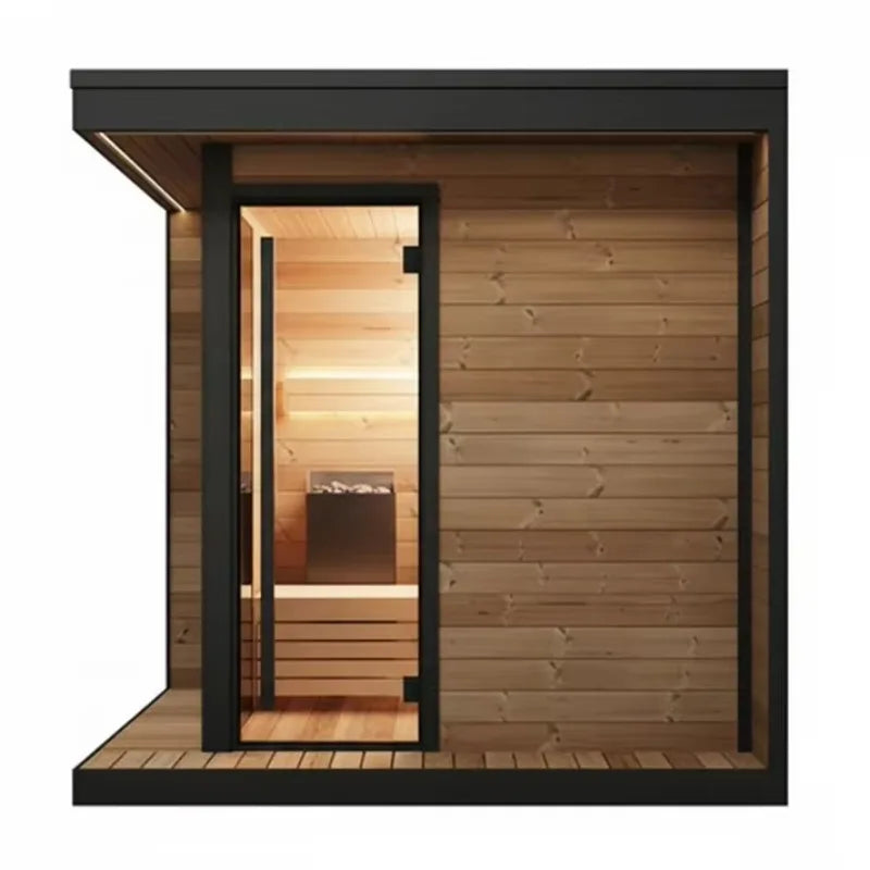 Customized Wooden Outdoor Traditional Sauna Room Full Body Dry Wet Steam Cabin for Home Backyard Use
