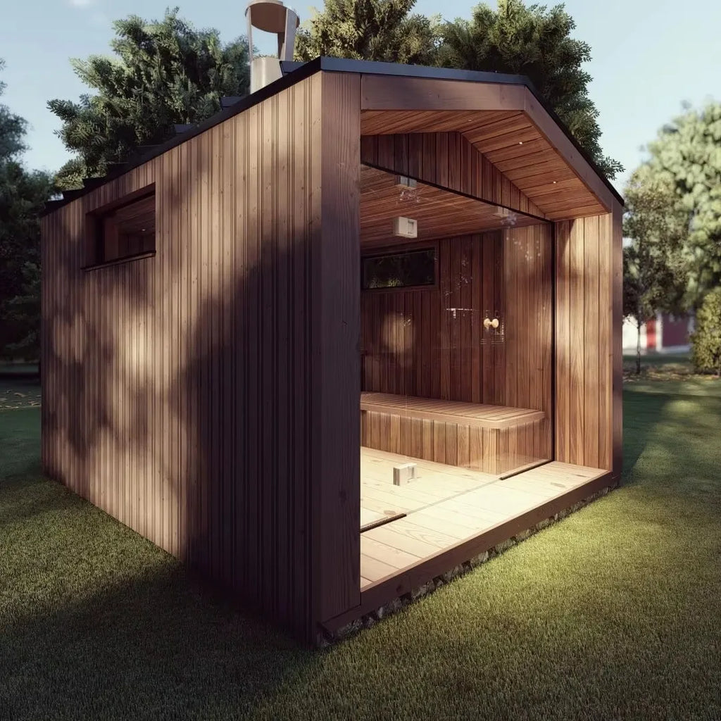 High-quality 4-person steam room and sauna outdoor solid wood