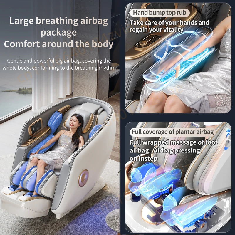 Electric Home Massage Chair 6D+6D for Big Tall People Full Body Zero Gravity SL Track Stretch Massage Chairs with Heat Body Scan