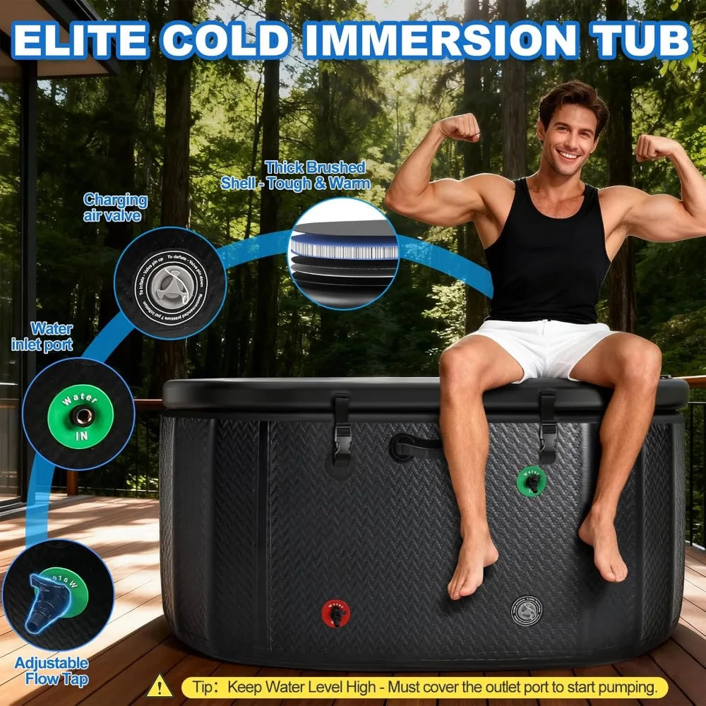 Large 248 Gallon Inflatable Ice Bath Tub, Built-in Water Level Mark Cold Plunge for Athletes, Custom