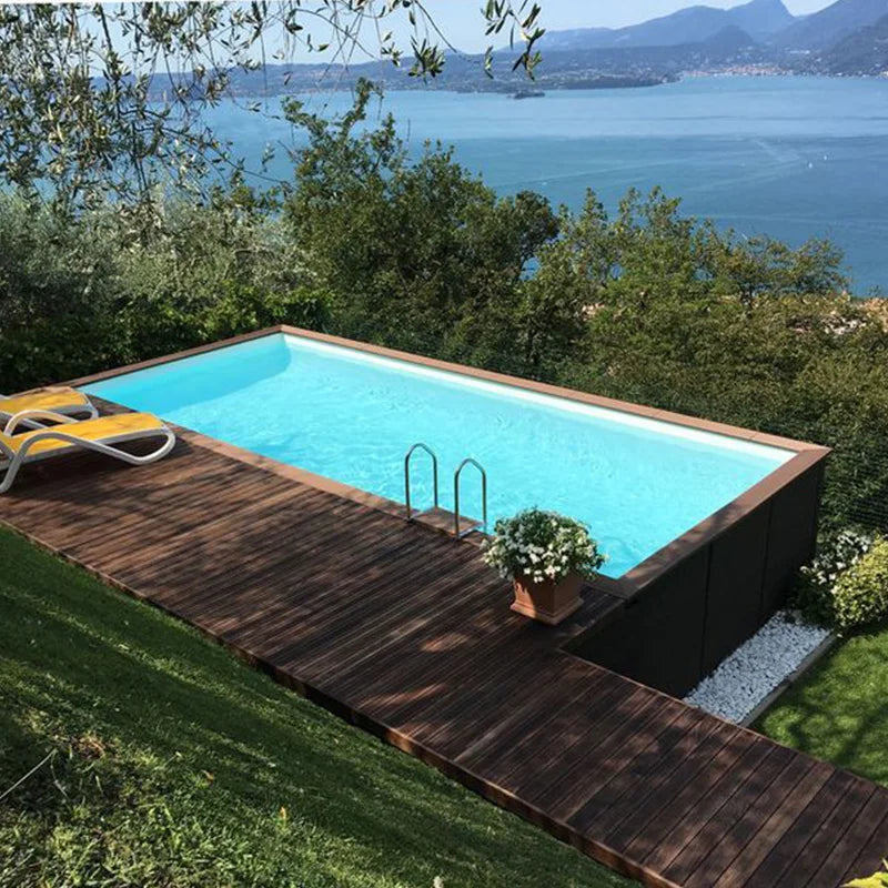 Garden Small Mini Size Home Water Jet Wooden Wpc Piscina Plunge Spa Pool Above Ground Fiberglass Swimming Pool Outdoor