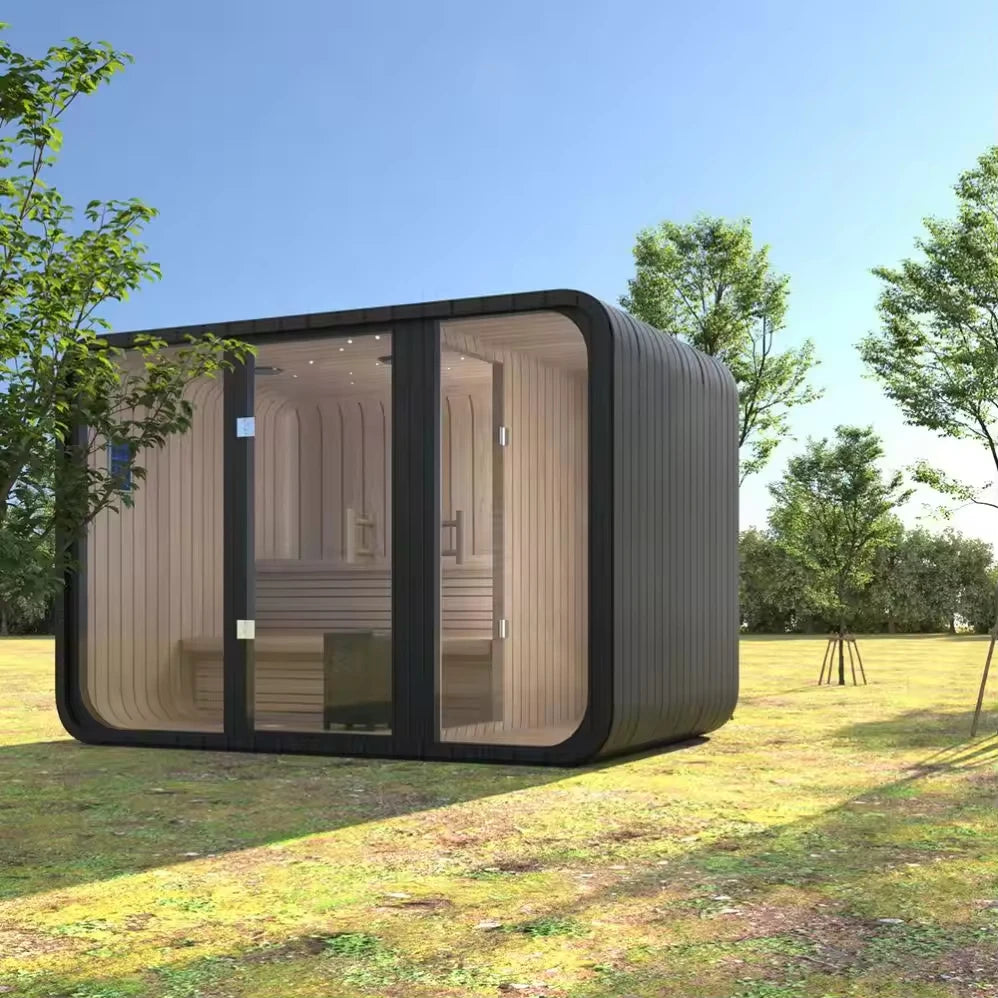 Outdoor Panoramic Sauna Room | Round Steam Room | Anti-Corrosion Red Cedar | Custom