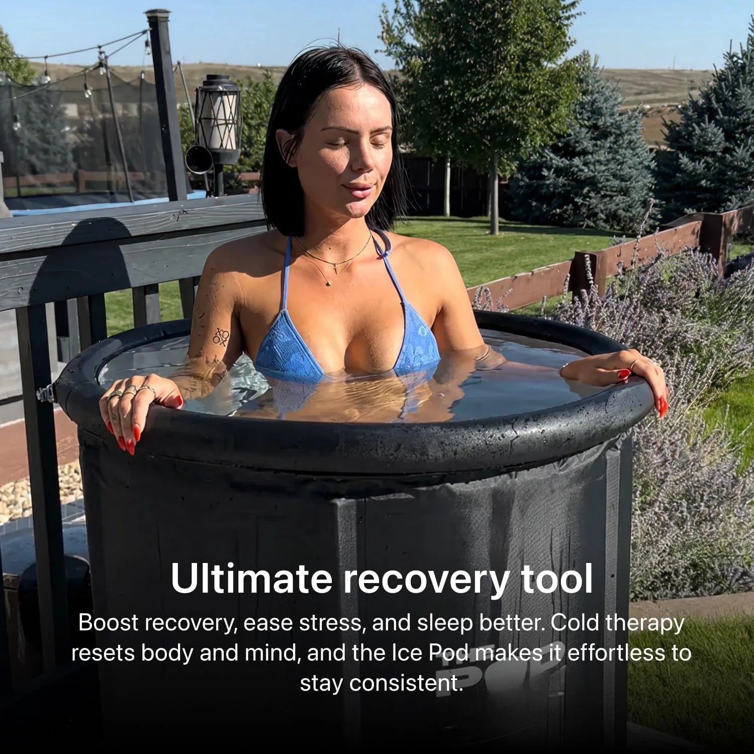 Ice Pod Complete Cold Plunge Bundle, 100 Gal Ice Bath, 18 Ice Bricks, Insulated Lid & Cover, Water Jet, Custom