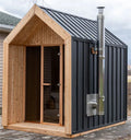 1-8 Persons Outdoor Electric Steam Sauna Room Hemlock Spire Design Fitness Slimming with Wood Stove Home Spa Detox Relax