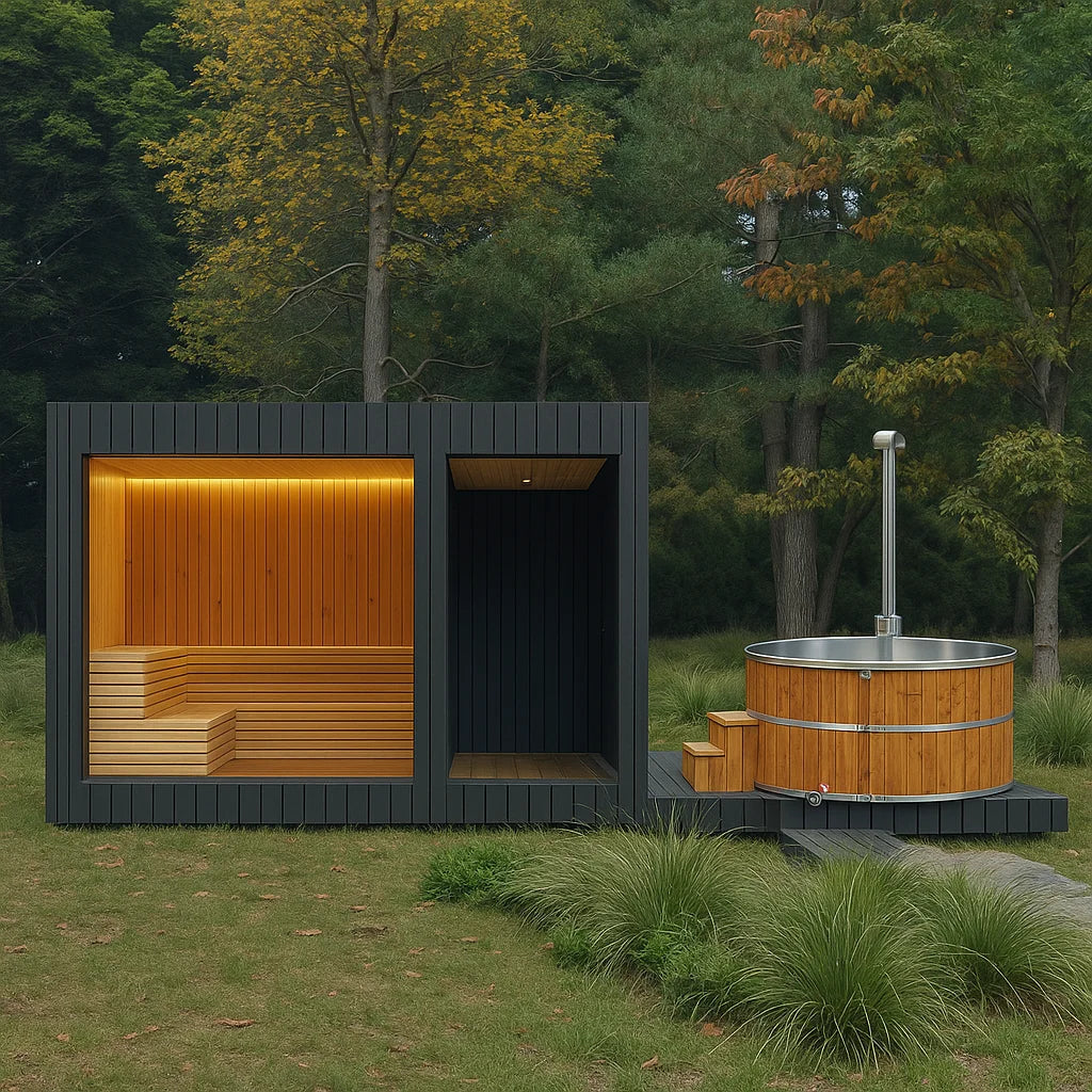 Outdoor Sauna and Hybrid Hot Tub Combo Sauna Outdoor Wellness Pod Sauna Rooms OEM Manufacturer Custom Wholesale Customized