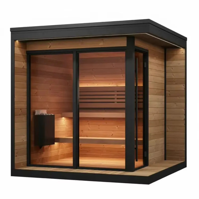 Customized Wooden Outdoor Traditional Sauna Room Full Body Dry Wet Steam Cabin for Home Backyard Use